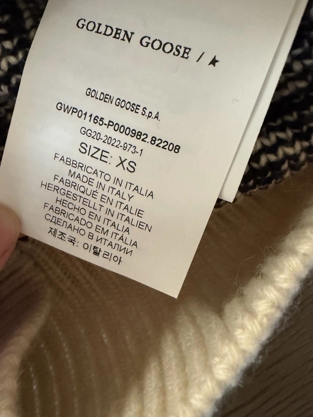 Golden Goose Cream & Black Geometric Crewneck Sweater - Picture 5 of 7